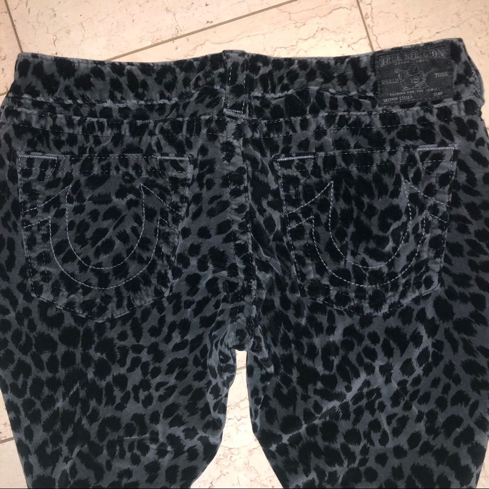 Grey and black velvet True Religion pants